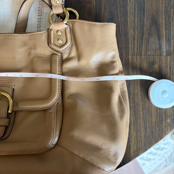 Coach Campbell Belle Tan Leather Shoulder Tote with Scarf - Picture 9 of 12